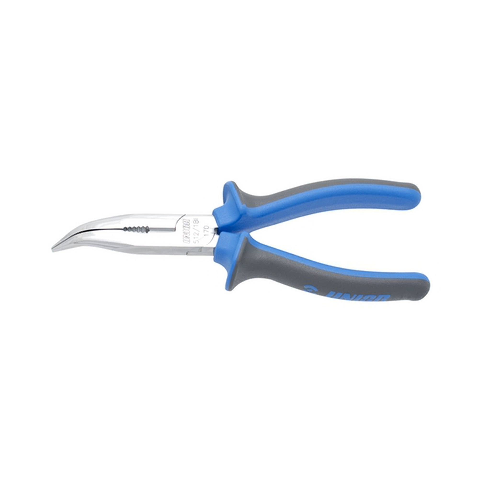 Long nose pliers with side cutter and pipe grip, bent