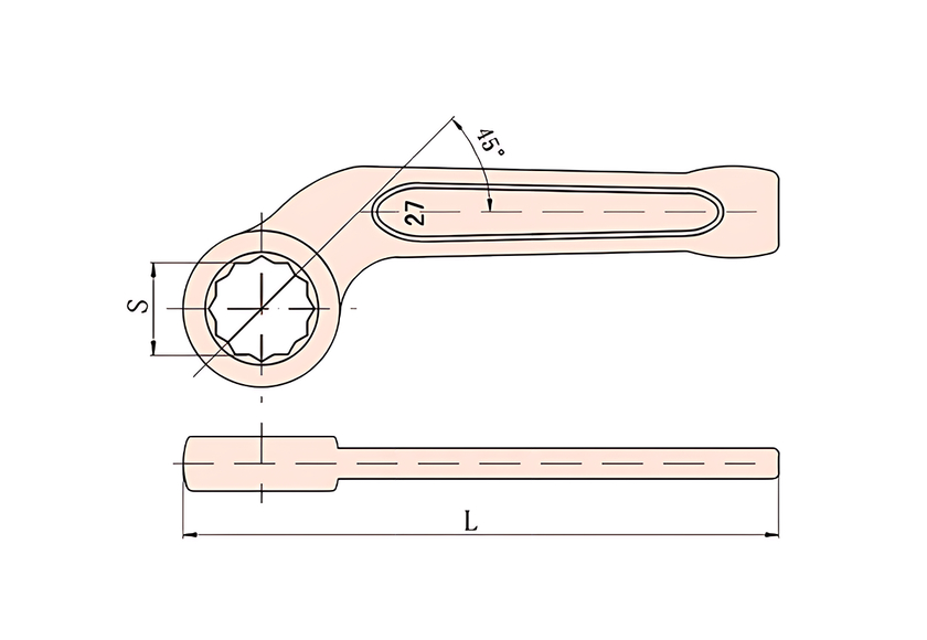 Ключ накидной ударный изогнутый 32 mm X-Spark 3309-32