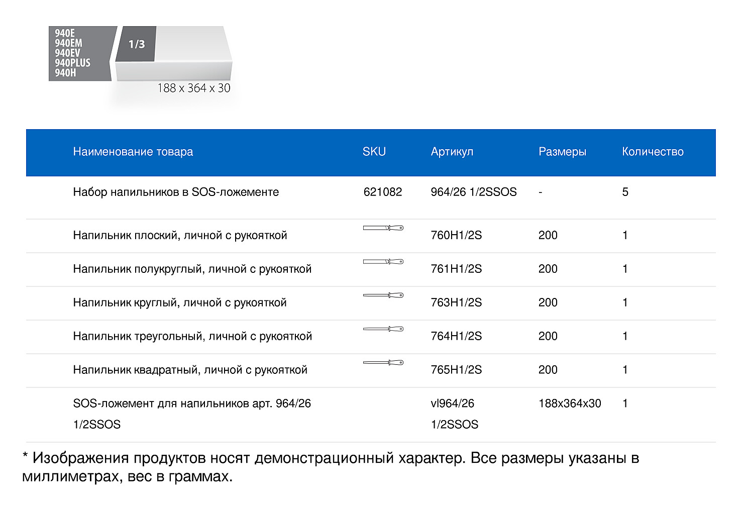 Набор напильников в SOS-ложементе UNIOR 621082