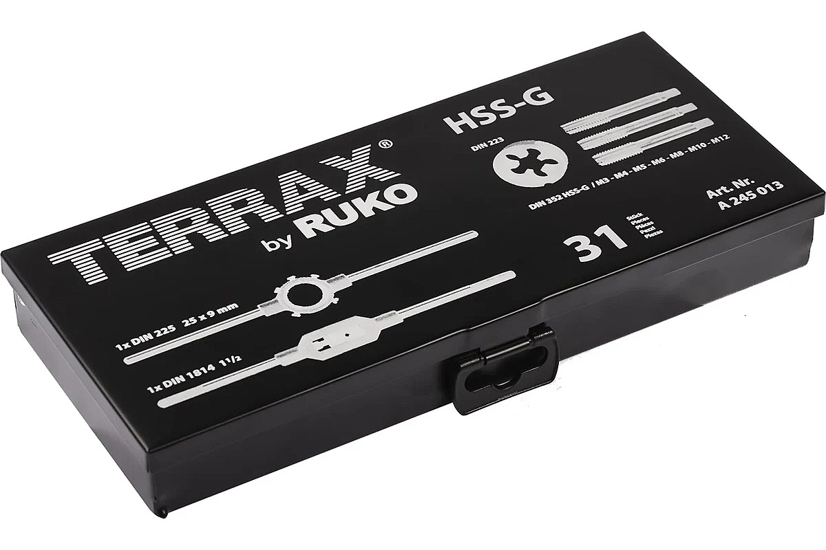 Набор метчиков и плашек M3-M12 31пр. RUKO A245013