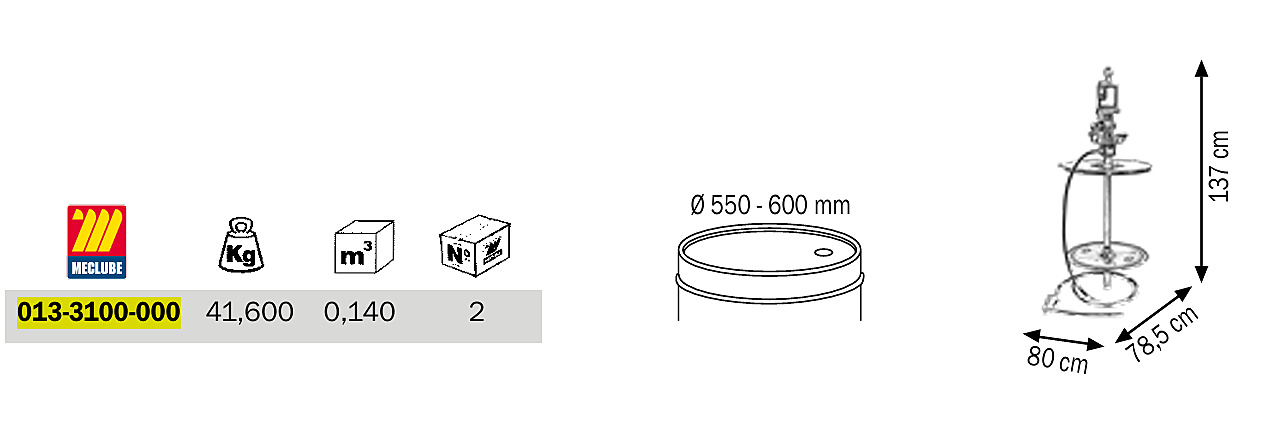 Набор для густых смазок с промышленным насосом R=50:1 6800 g/min 180-220kg MECLUBE 013-3100-000