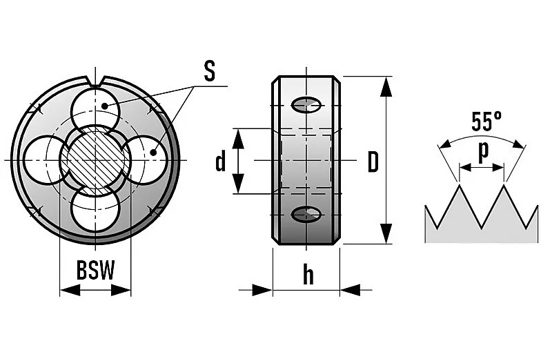 Плашка BSW 7/8x9 HSS DIN EN22568 RUKO 247078