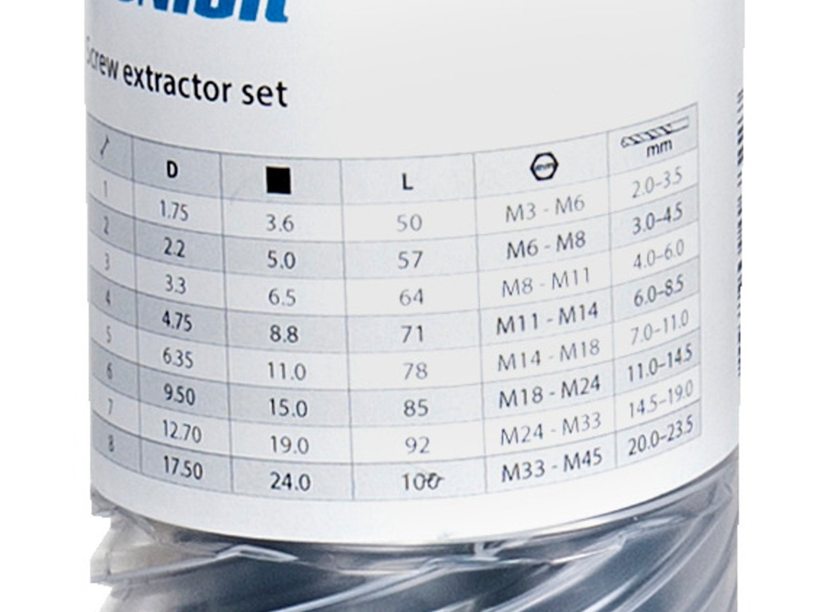 Набор экстракторов винтов M3 - M45 UNIOR 616822