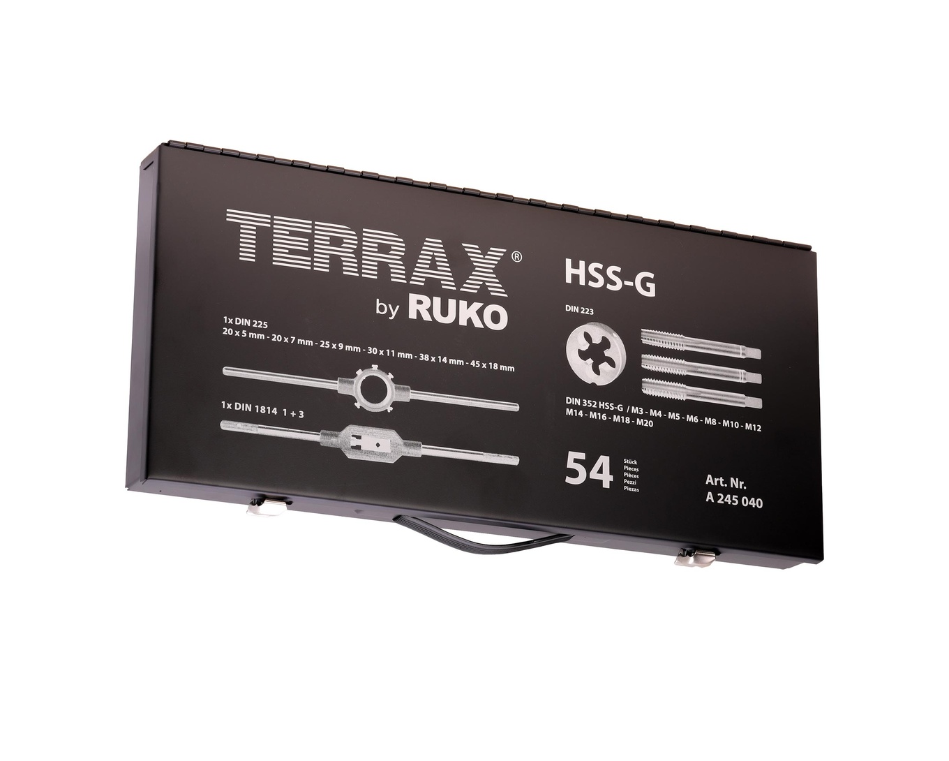 Набор метчиков и плашек M3-M20 54пр. RUKO A245040