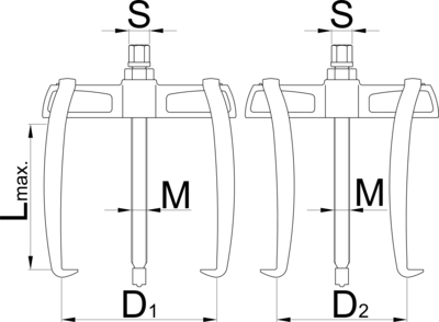 Съёмник с двумя перемещающимися захватами 50-110мм UNIOR 615077