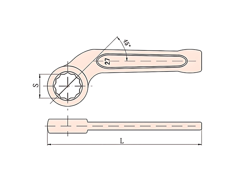 Ключ накидной ударный изогнутый 46 mm Al-Br X-Spark 164-46