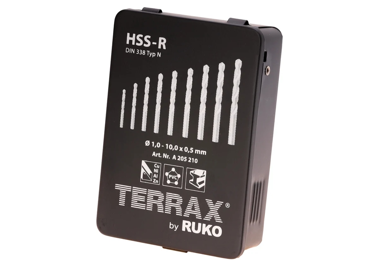 Набор сверел 19шт 1.0-10мм HSS-R TERRAX RUKO A205210