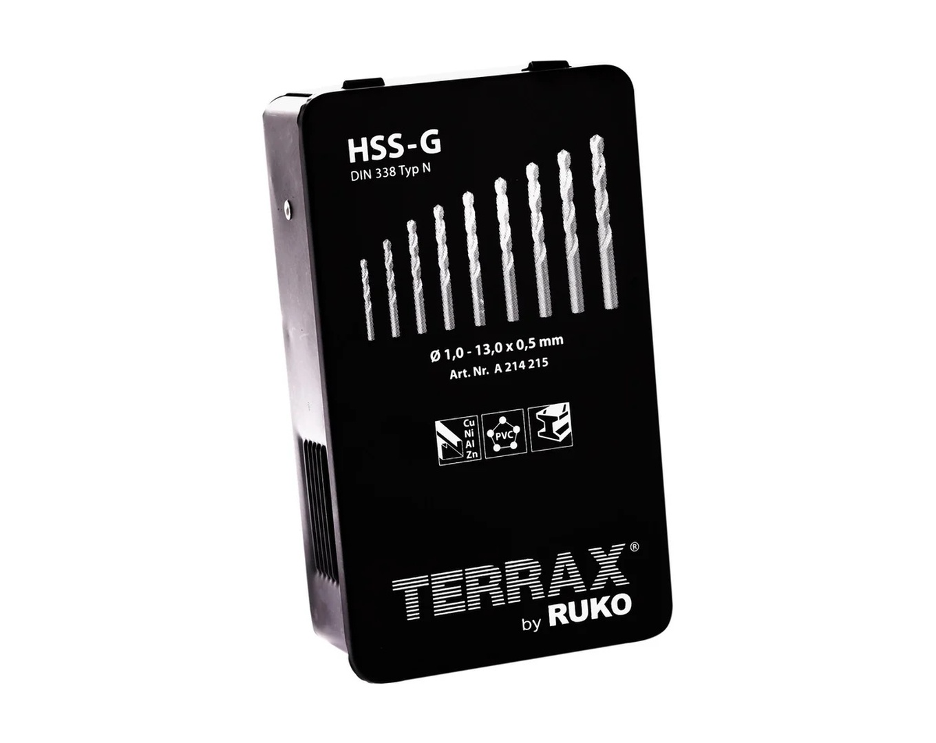 Набор сверл по металлу 25 шт 1-13 мм HSS-G Terrax by RUKO A214215