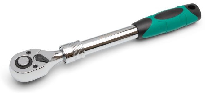 Трещотка с быстросъемным приводом телескопическая 1/2", 300-440мм. SATA ST13992BU