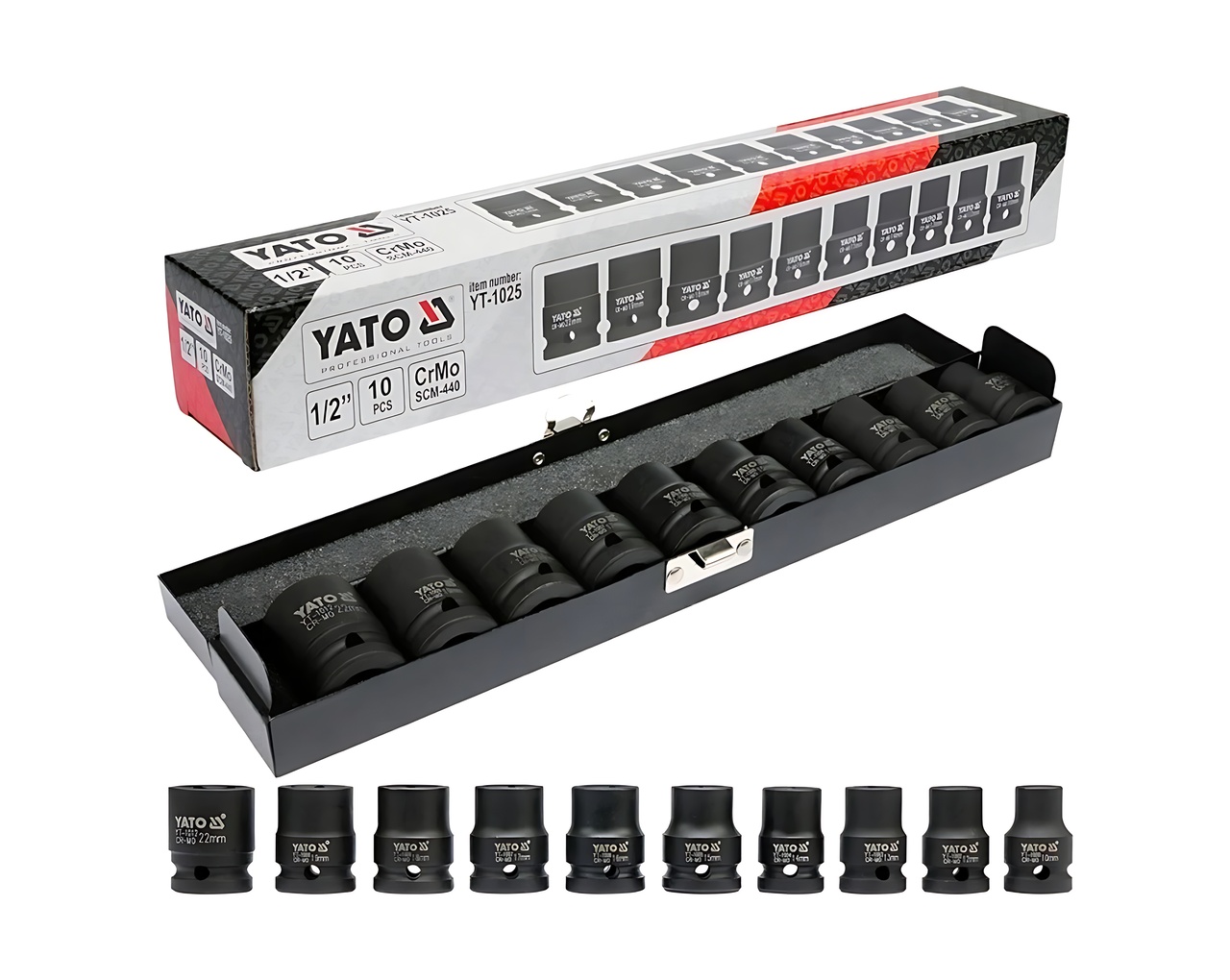Набор головок ударных 10-22мм 10пр YATO YT-1025