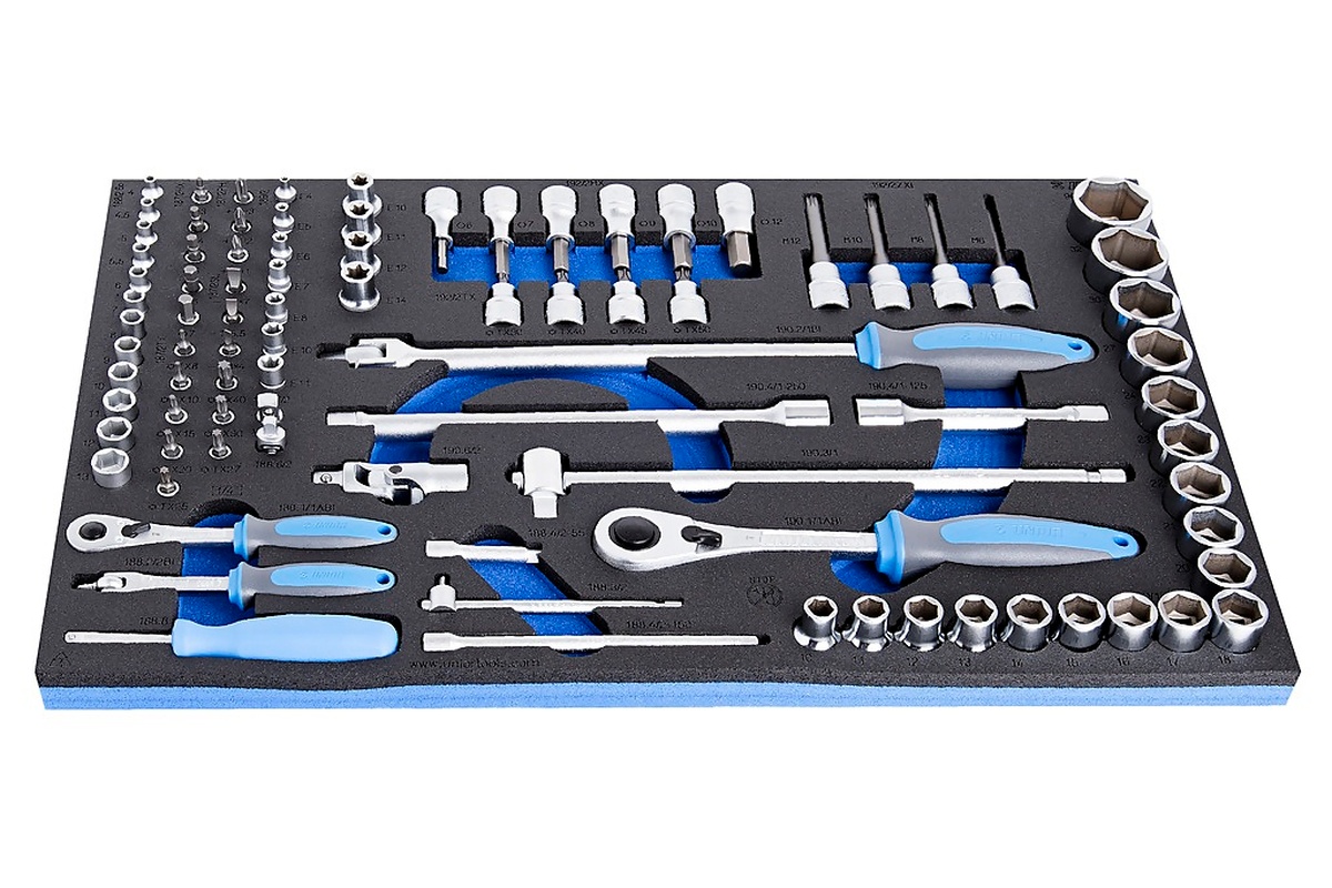 Набор торцевых головок с принадлежностями 1/2" 1/4" 88пр SOS ложемент UNIOR 621395