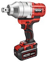 Гайковерт ударный аккумуляторный 3/4" 1300Nm DEVON 5758-Li-20-SET