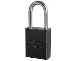 Замок навесной черный с хромированной стальной дужкой, корпус из анодированного алюминия, A1106KABLK
