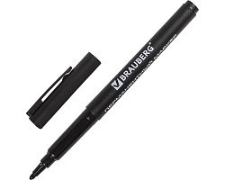 Маркер перманентный BRAUBERG "Jet" ЧЕРНЫЙ супертонкий металлический наконечник 0,5 мм 150507