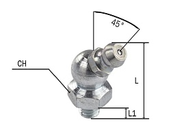 Пресс-масленка 45° M10x1,5 100шт/уп MECLUBE 015-3040-100
